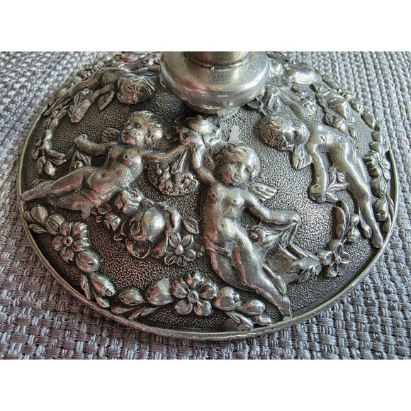 Vintage Heritage Metalworks Pewter Cherub Floral Candlestick Set of 4 (1992) - Picture 5 of 10